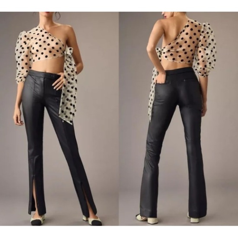 Anthropologie Maeve Ankle Zip Faux Leather Pants in Black Size 14